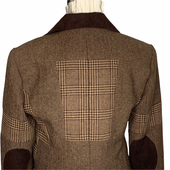 Braefair Tweed Wool Blend Equestrian Riding Button Blazer Brown Jacket Size 4 - Picture 6 of 16